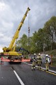 VU Gefahrgut LKW umgestuerzt A 4 Rich Koeln Hoehe AS Gummersbach P388